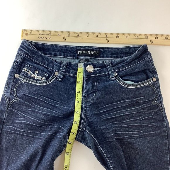 Premium Spice Size 0 Skinny Jeans Rhinestones Stretch Denim - Picture 9 of 12